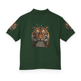 Youth Polo Shirt - Tiger Graphic "God • Money • Power"