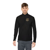 Quarter-Zip Pullover — "GMP God Money Power" Metallic Script Chest & Back