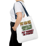 Inspirational Gospel Tote Bag — "Put God First, Hustle for the Money, Put Yourself in Power"