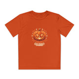 Youth Halloween Pumpkin Competitor Tee —“God Money Power” Jack-O'-Lantern Gaming Shirt