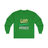 God Money Power Long Sleeve Tee — Inspirational Faith & Wealth Graphic Shirt