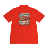 Men's Motivational Polo — "Put GOD First, Hustle For The Money, Put Yourself In Power"