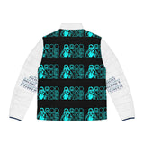Puffer Jacket — 'God, Money, Power' Retro Graphic