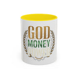 Coffee Mug — "God Money Power" Inspirational Accent Mug (11/15 oz)