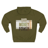God Money Power Hoodie — Three-Panel Fleece Graphic Hoodie
