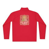 Quarter-Zip Pullover — Gold Money Prayer Art Deco Chest & Back Design