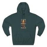 God Money Power Hoodie — Graphic Religious Statement Pullover