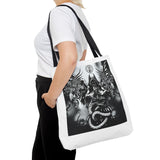 Angel Of Death Gothic Angel & Serpent Art Tote Bag – Dark Mystic Graphic Carryall