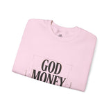 Crewneck Sweatshirt — "GOD MONEY POWER" Bold Typography Pullover