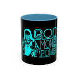 Coffee Mug — "God Money Power" Neon Nun Accent Ceramic Mug (11/15 oz)