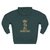 God Money Power Hoodie — Crown & Coin Vertical Graphic Fleece Hoodie