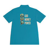 GMP 'God Money Power' Men's Sport Polo — Gold Lettering Performance Polo