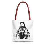 Tote Bag — Saint Icon Graphic Tote with Face Mask (Stencil Black)