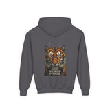 Tiger 'God Money Power' Youth Hoodie — Bold Graphic Pullover for Kids