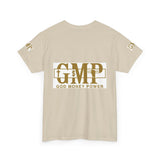 GMP "God Money Power" Graphic Tee – White Gold Logo