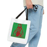 Jesus Face Mask Tote Bag – Green & Red Religious Graphic Shopper
