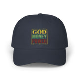 Dad Cap — GOD MONEY POWER Embroidered Tricolor Baseball Hat