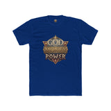Crew Tee — "God Money Power" Vintage Shield Graphic