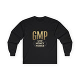 GMP (God Money Power) Long Sleeve Tee — Gold Logo Faith Streetwear