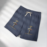Religious Cross Sweat Shorts — "GMP God Moves Power" Garment-Dyed Fleece
