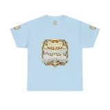 Graphic Tee — "God Money Power" Gold Crest T-Shirt