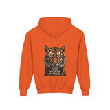 Tiger 'God Money Power' Youth Hoodie — Bold Graphic Pullover for Kids