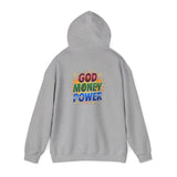 God Money Power Hoodie — Colorful Inspirational Religious Graphic Pullover