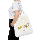 Inspirational Faith Tote Bag — "Put God First, Hustle for the Money" All-Over Print