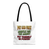 Inspirational Gospel Tote Bag — "Put God First, Hustle for the Money, Put Yourself in Power"