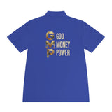GMP 'God Money Power' Men's Sport Polo — Gold Lettering Performance Polo