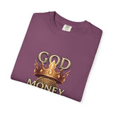 God Money Power T-Shirt — Crown, Coin & Fist Graphic Tee