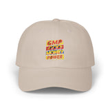 Dad Cap — GMP GOD MONEY POWER Embroidered White Baseball Hat