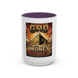 Coffee Mug - 'God Money Power' Pyramid Graphic Accent Mug (11/15oz)