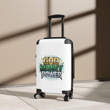 God Money Power Carry-On Suitcase — Bold Graphic Travel Luggage