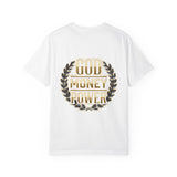 God Money Power T-Shirt — Bold Gold Laurel Graphic Tee