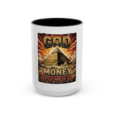 Coffee Mug - 'God Money Power' Pyramid Graphic Accent Mug (11/15oz)