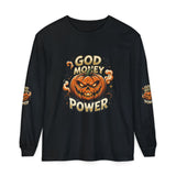 God Money Power- Halloween Pumpkin Long Sleeve Tee