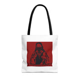Jesus Icon Masked Tote Bag - 'Lord Money Power' Red Graphic Tote