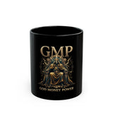 GMP 'God Money Power' Black Ceramic Mug — Gothic Throne Design, 11oz/15oz