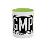 GMP 'God Money Power' Accent Coffee Mug – Bold Black Logo 11/15oz