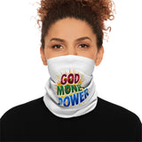 God Money Power Winter Neck Gaiter with Drawstring – Faith-Inspired Cold Weather Face Mask