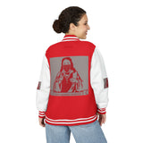 Letterman Jacket — 'God Money Power' Retro Religious Graphic