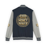 Letterman Jacket — "God Money Power" Bold Crest Varsity Jacket