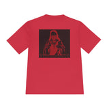 Red Prayer Graphic Tee — Retro Gothic Nun Illustration Moisture-Wicking Shirt