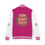 Letterman Jacket — "God Money Power" Bold Crest Varsity Jacket
