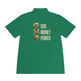 GMP 'God Money Power' Men's Sport Polo — Gold Lettering Performance Polo