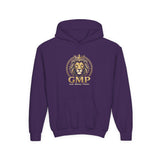 Youth Lion Crest Hoodie — GMP Gold Emblem Kids Pullover