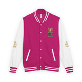 Letterman Jacket — 'GOD MONEY POWER' Red & White Varsity Jacket