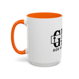 GMP "God Money Power" Accent Coffee Mug — Bold Black Scripture-Inspired Design (11/15oz)