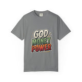 God Money Power Graphic T-Shirt — Bold Retro Faith & Hustle Tee